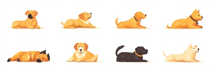 Dog Behavior Icons Set. Understand Your Pet's Language and Signals