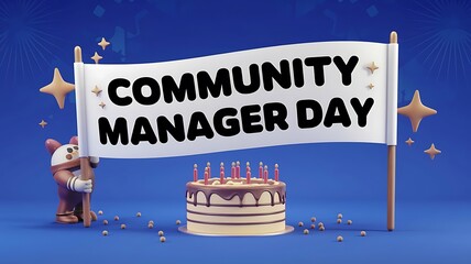 A banner with text community manager day with colorful gradient celebration background