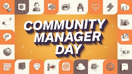 A banner with text community manager day with colorful gradient celebration background