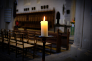 Prayer church candle in the church.