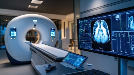 Advanced mri scanning equipment in medical imaging laboratory for brain analysis