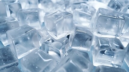 Obraz premium Close-up view of sparkling ice cubes arranged closely together in a cool setting