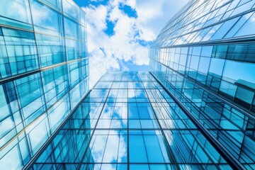 Fototapeta premium Modern Glass Buildings Under Blue Sky