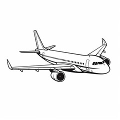 Simple black outline of an airplane clip art style minimalist icon