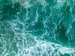 Fototapeta premium Top view sea surface summer landscape in high travel season,Nature sea background,High angle view seascape nature view