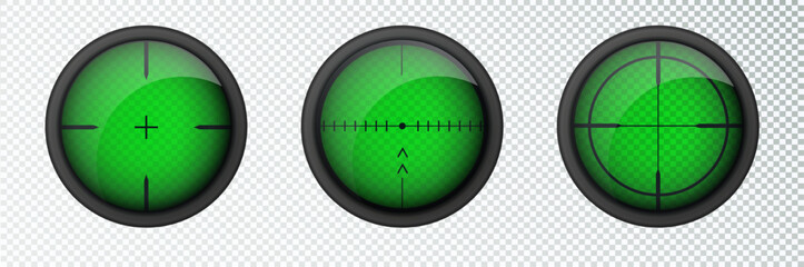 Realistic sniper sight thermal imager. Sniper scope with measurement thermal imager marks template. Sniper scope crosshairs view. Realistic vector optical sight