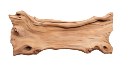 Natural wooden plank with unique texture isolated on transparent background.