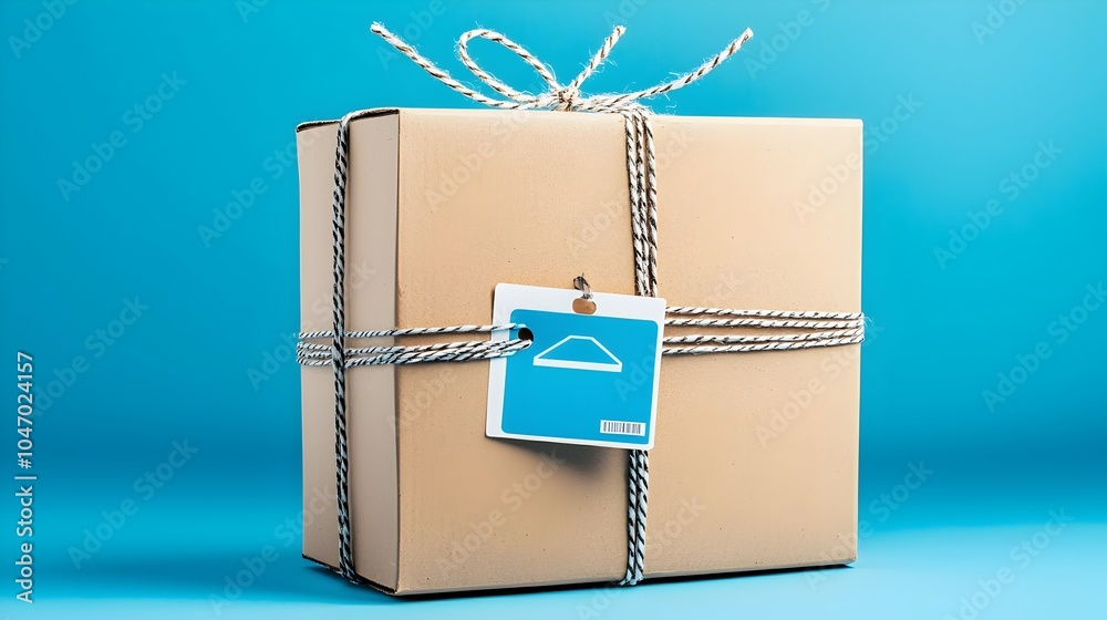 Poster prepaid return parcel box with prepaid labels prepared for convenient shipping and delivery services