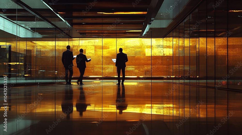 Aufkleber senior executive in a collaborative setting reviewing documents with a colleague in a glass-walled o