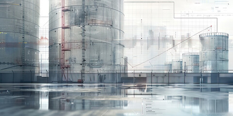 Obraz premium Industrial Chart: Concrete Data with Metallic Accents