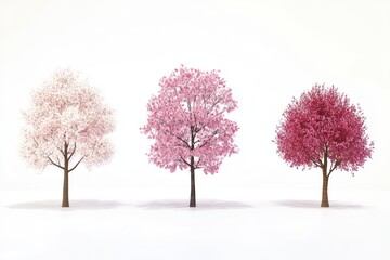 Obraz premium Vibrant Cherry Blossom Trees in Varying Shades of Pink