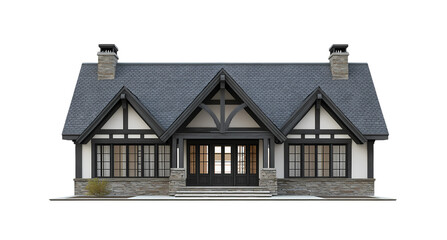 Ranch House isolated on transparent background. PNG file, cut out