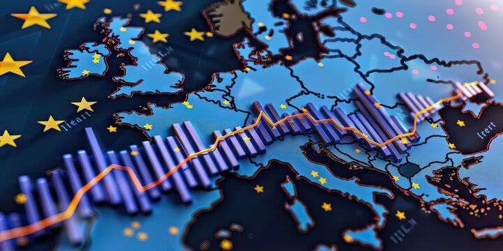 A chic, monochromatic scatter plot comparing the growth rates of two competing European brands over the past year.