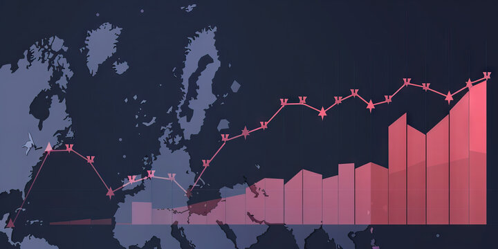 A chic, monochromatic scatter plot comparing the growth rates of two competing European brands over the past year.