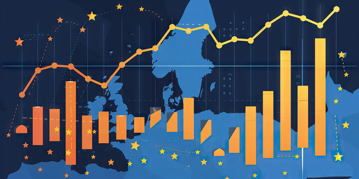 A chic, monochromatic scatter plot comparing the growth rates of two competing European brands over the past year.