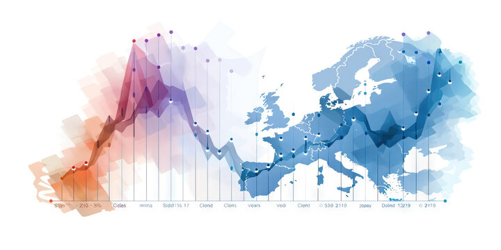 A chic, monochromatic scatter plot comparing the growth rates of two competing European brands over the past year.
