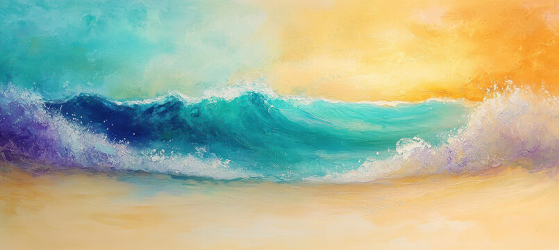 Blended gradient of ocean waves in soft strokes