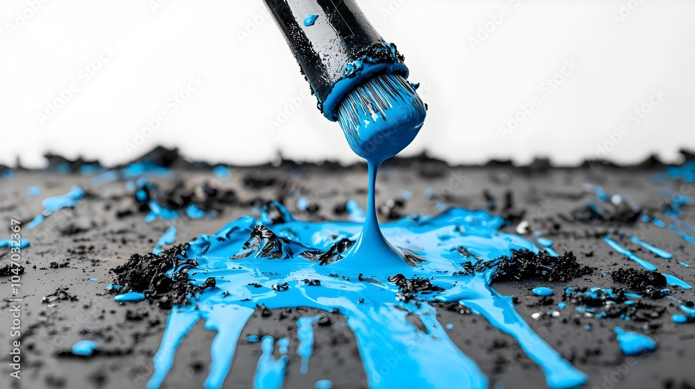 Fototapete Captivating abstract composition with dynamic blue dye streaks swirling and flowing through a deep dark backdrop creating a visually striking and enigmatic effect