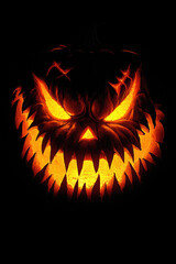 Glowing Jack-o'-lantern Face at Night