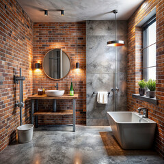 interior, bathroom, loft, decor, high tech