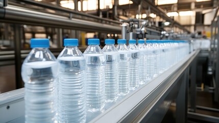 An automated factory line where bottles are filled, capped, and labeled efficiently.






