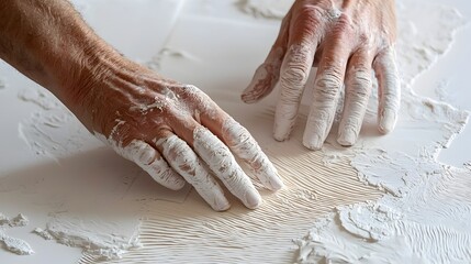 Detailed closeup view of printing papers being embossed with intricate textured patterns creating a tactile and grungy industrial background design