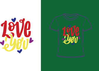 I love you lettering. Hand drawn typography poster. T-shirt print design.