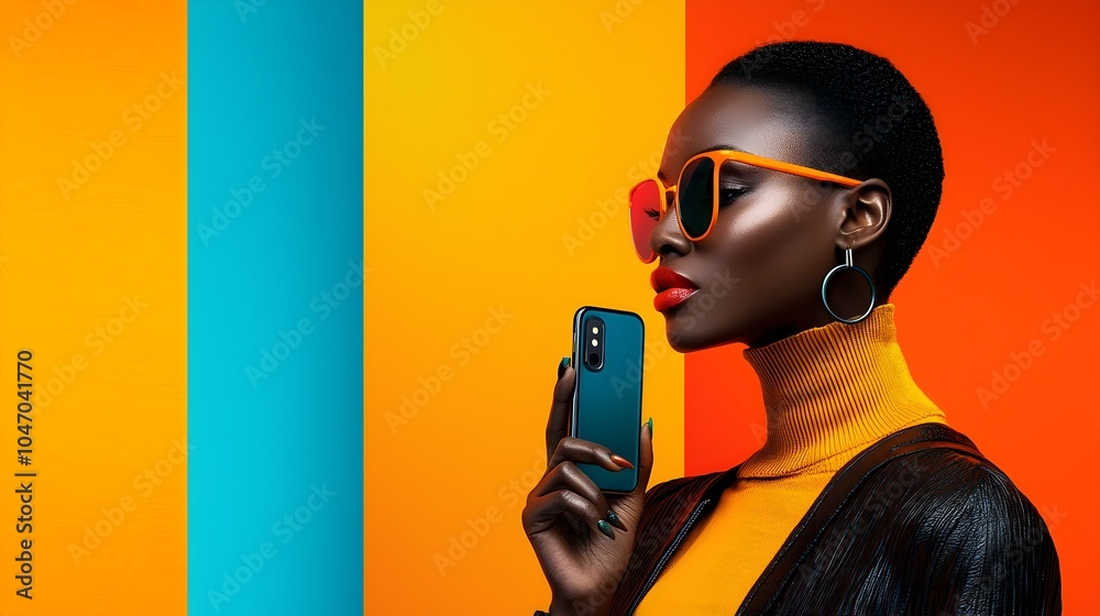 Aufkleber elegant model showcasing a variety of stylish and functional phone accessories under a captivating a