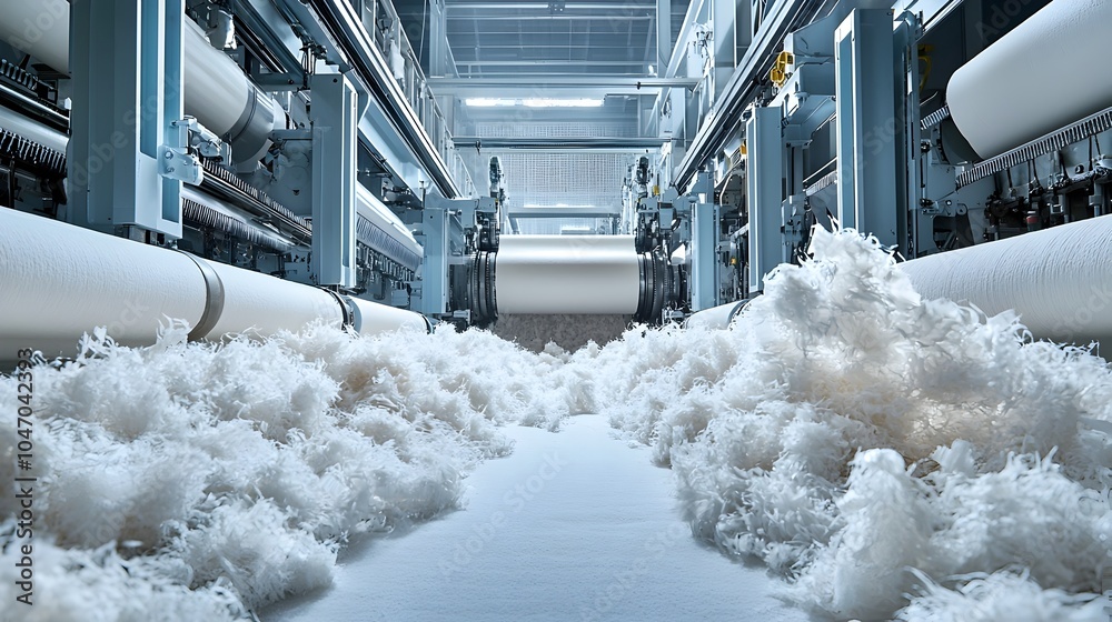 Aufkleber fibers passing through the drying section of an industrial papermaking machine showcasing the manufa