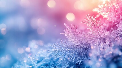 Icy frozen colorful background with frosty patterns. Natural ice texture on the glass. Colorful abstract nature background Horizontal banner