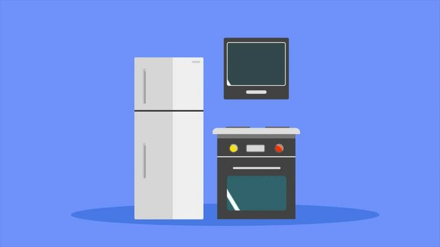 Animated video  Kitchen tool concept. Full length animation illustration. High quality 4k footage