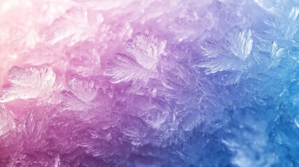 Fototapeta premium Icy frozen colorful background with frosty patterns. Natural ice texture on the glass. Colorful abstract nature background Horizontal banner