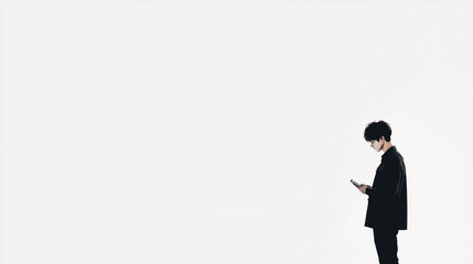 Obraz premium 携帯を持った男性