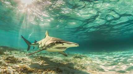 Obraz premium Shark Swimming Underwater