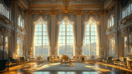 Fototapeta premium Luxurious Palace Interior with Golden Accents