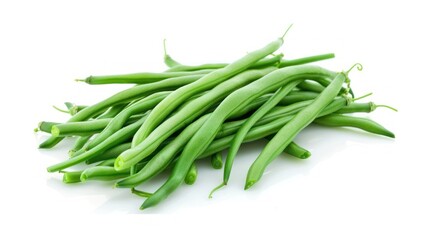 Fototapeta premium Fresh Green Beans on White Background