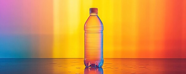 A vibrant plastic bottle, surrounded by a background of gradient tones that mirrors the bottle s vivid color, creating a striking visual contrast