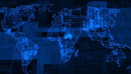 Digital technology earth map news background