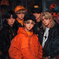 amazing K-Pop Halloween illustration