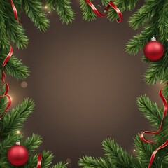 Christmas tree branches border garland
