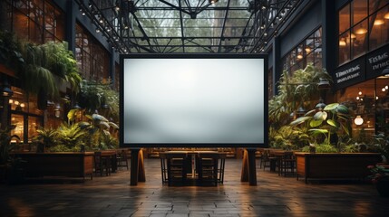Digital screen mockup for advertising in a shopping mall, ideal for versatile ad content.
