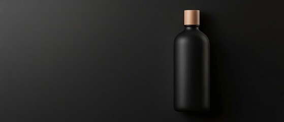 A dark matte bottle seamlessly blending into a deep, shadowy background, where the bottle s outline subtly emerges with minimal lighting