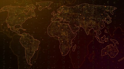 Digital technology earth map news background