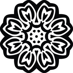 Simple Flower Mandala Tattoo Circular Pattern in the Form of a Mandala Decorative Ornament in Ethnic Oriental Style.