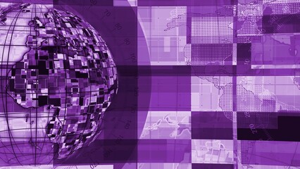 Digital technology earth map news background