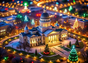 Obraz premium Arkansas Capitol Christmas Lights in Stunning Tilt-Shift Photography for Holiday Cheer