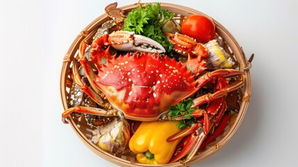 Fresh Crab and Vegetables Ready for Cooking