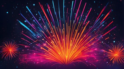 Fototapeta premium Abstract depiction of fireworks as minimalist bursts of color