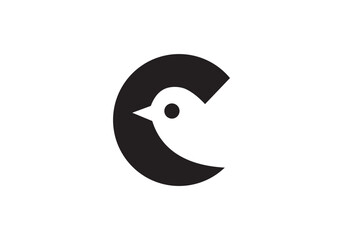 Capital letter C and sparrow birds vector design for your company
