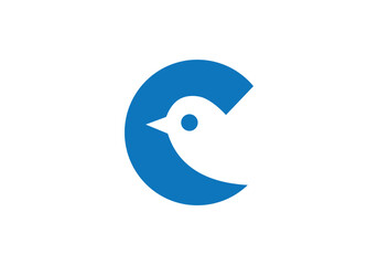 Obraz premium Capital letter C and sparrow birds vector design for your company